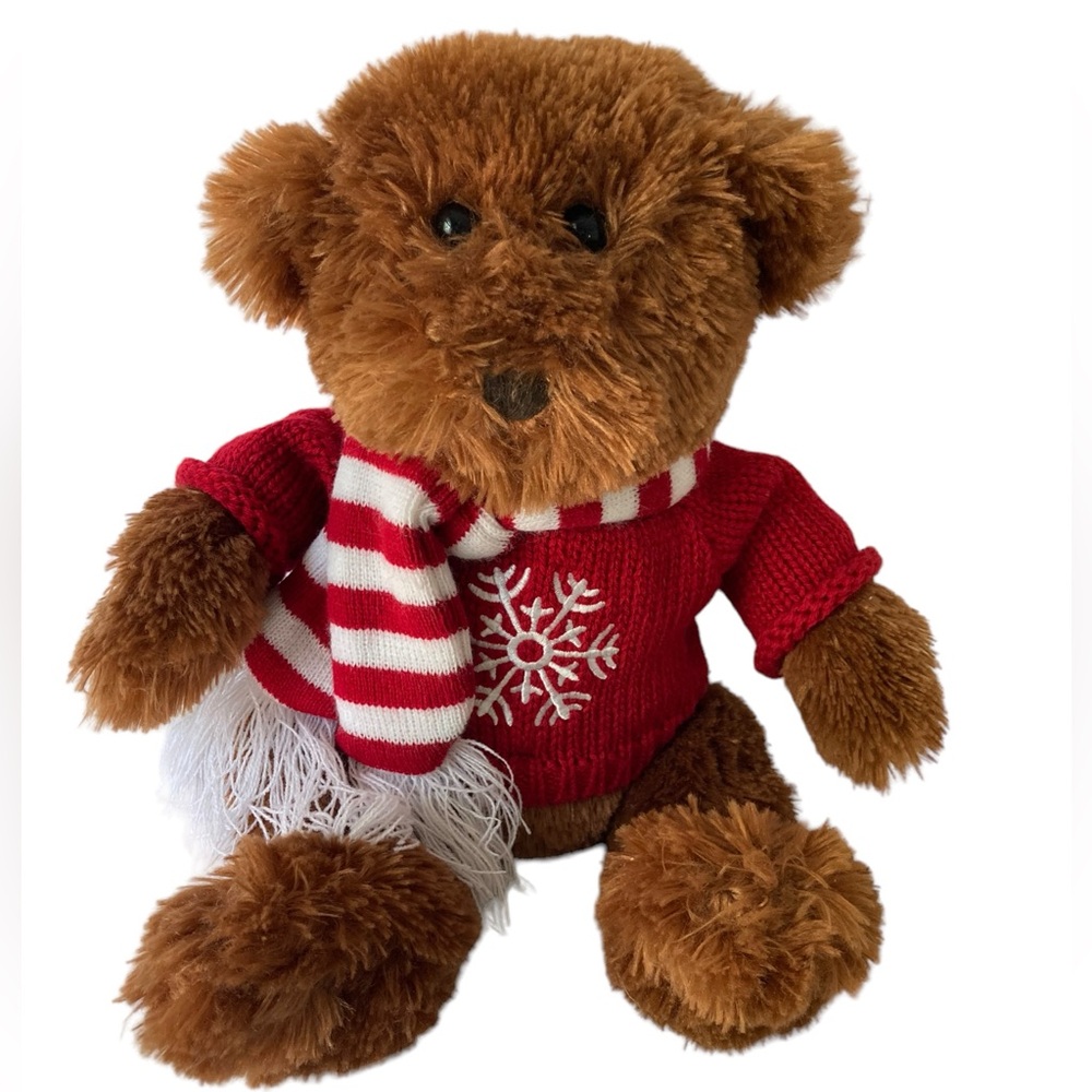 Animal Adventure Brown Bear Red Sweater Snowflake 14"‎ Plush 2009 Target.